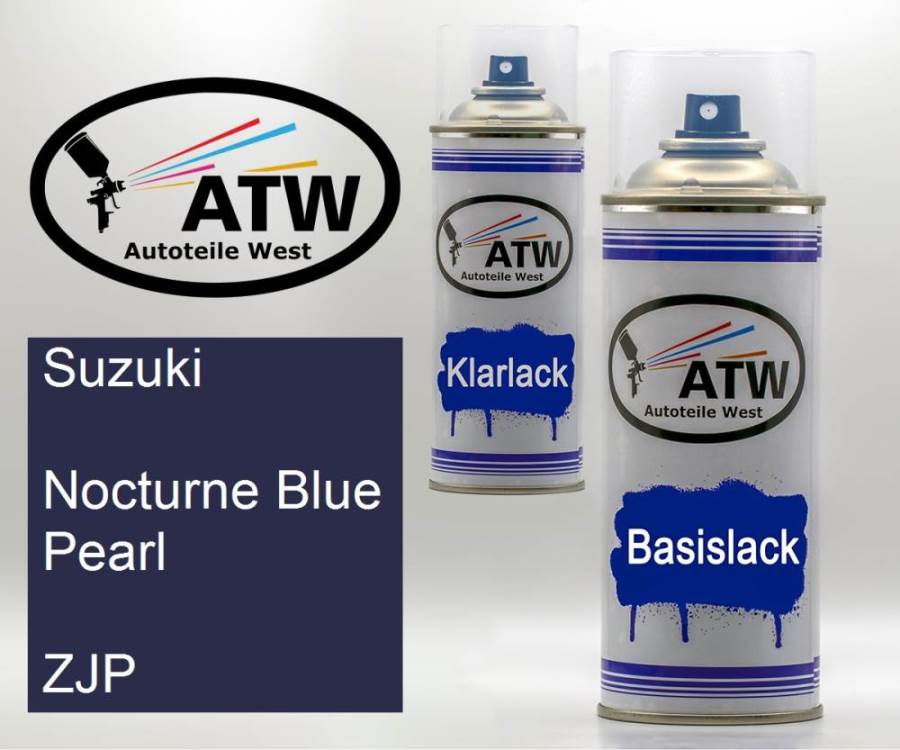 Suzuki, Nocturne Blue Pearl, ZJP: 400ml Sprühdose + 400ml Klarlack - Set, von ATW Autoteile West.